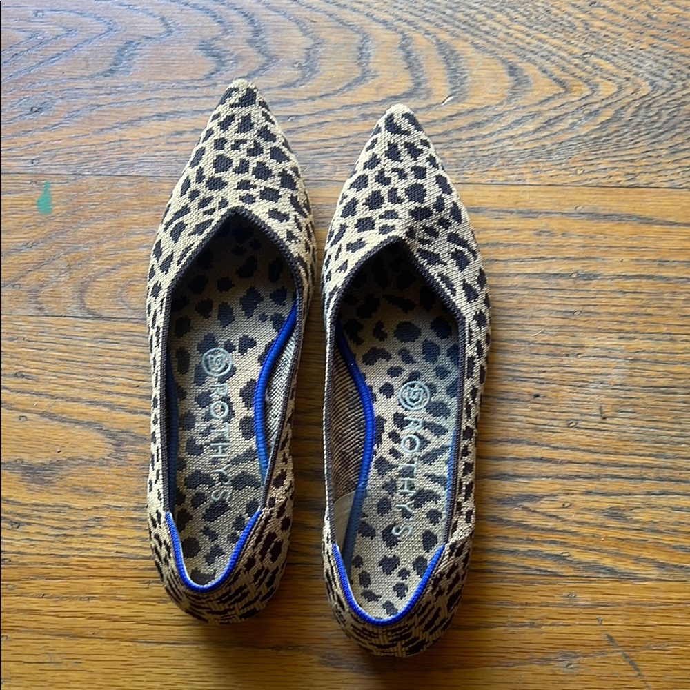 Rothy's Black and Tan Leopard Print Flats